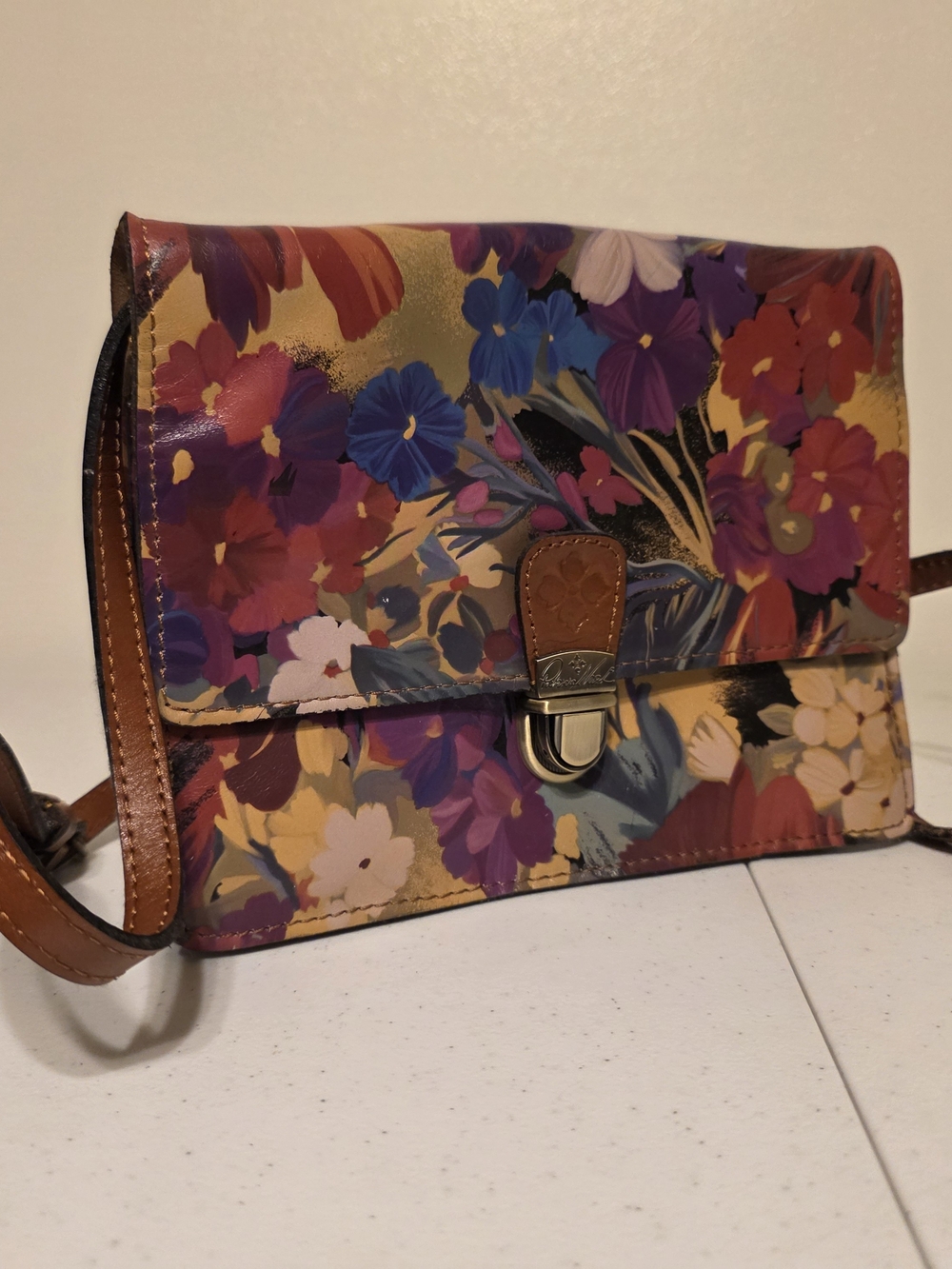 Patricia Nash Leather Floral Crossbody Clutch - Multicolor Floral Print
